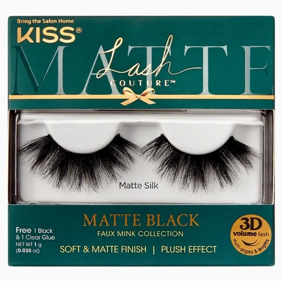 New 4 Pair Kiss Lash Couture Matte Black 3D Faux Mink Lashes - Picture 7 of 8